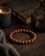 Red Jasper Round Bead Bracelet - Enduring Vitality