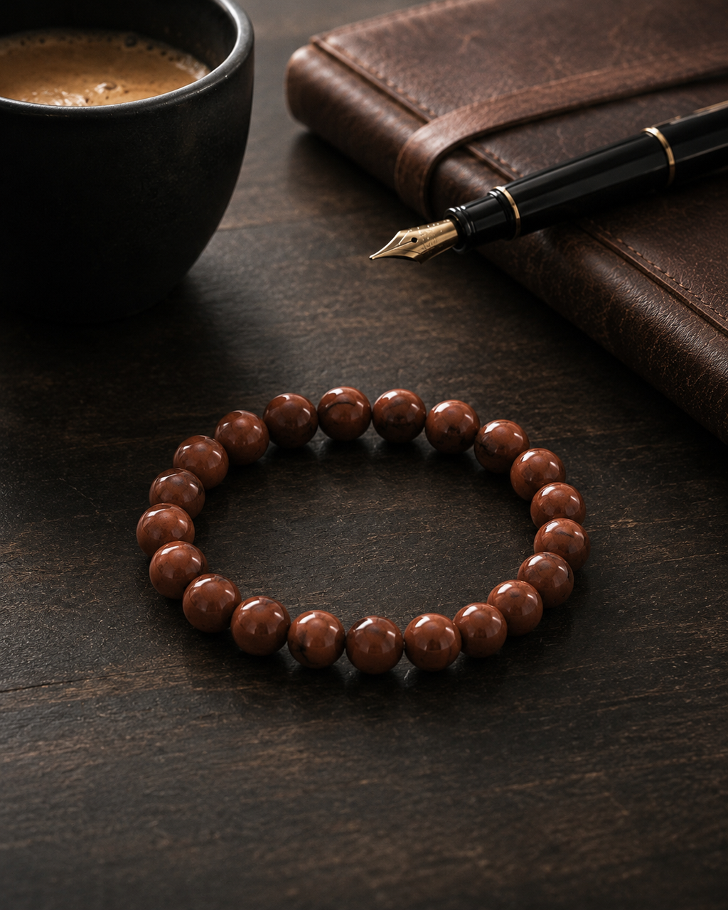Red Jasper Round Bead Bracelet - Enduring Vitality