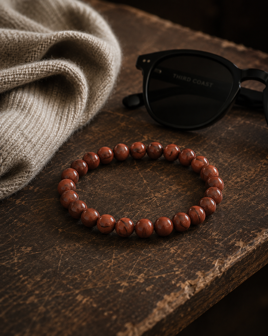 Red Jasper Round Bead Bracelet - Enduring Vitality