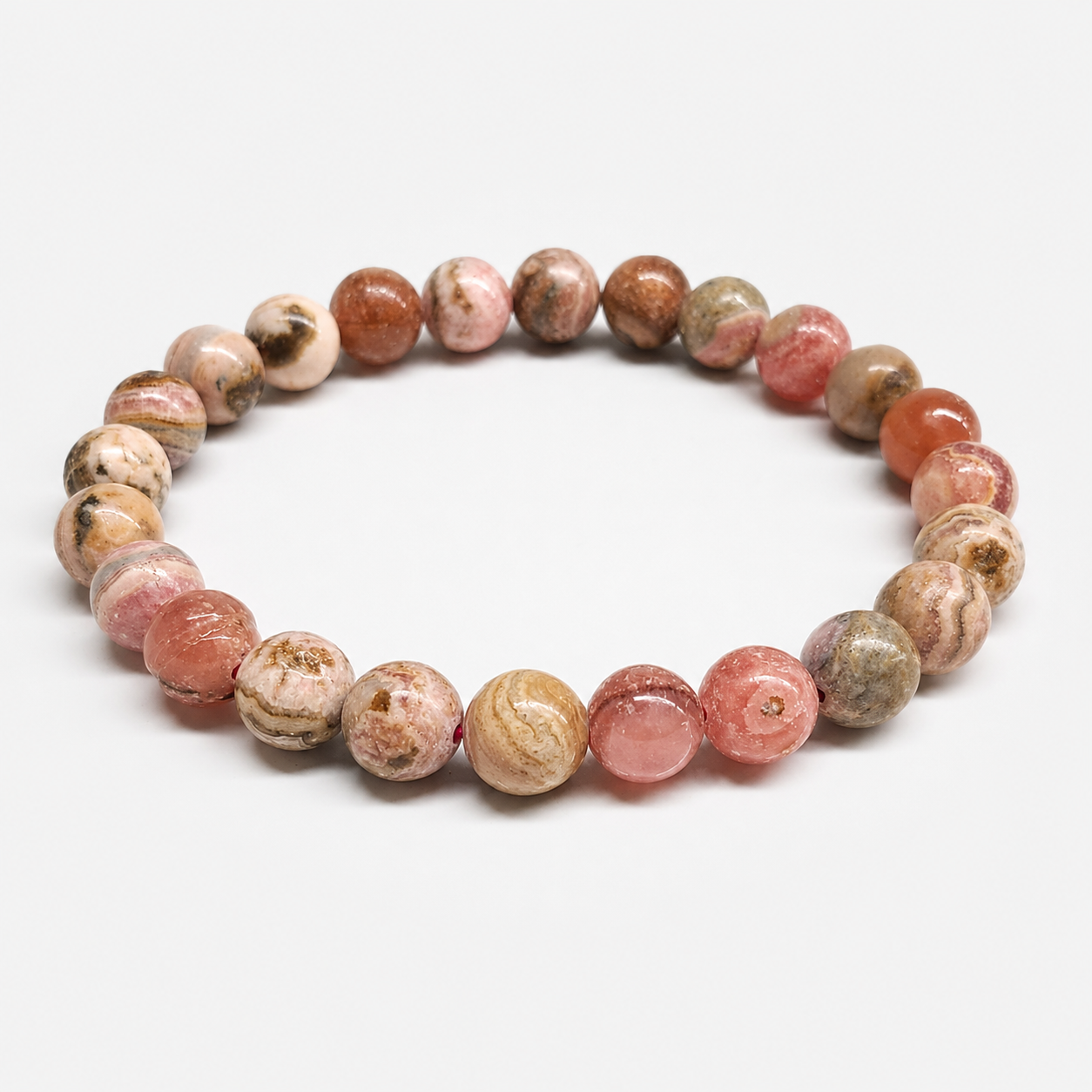 Rhodochrosite Round Bead Bracelet - Heart Awakening