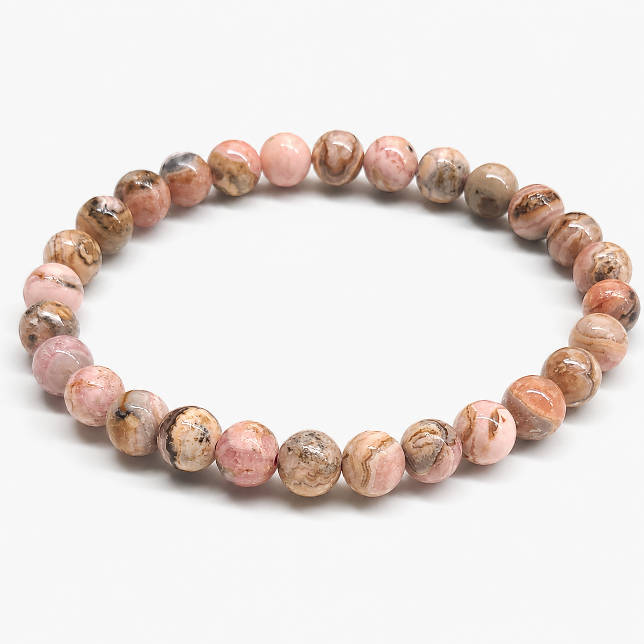 Rhodochrosite Round Bead Bracelet - Heart Awakening