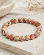 Rhodochrosite Round Bead Bracelet - Heart Awakening