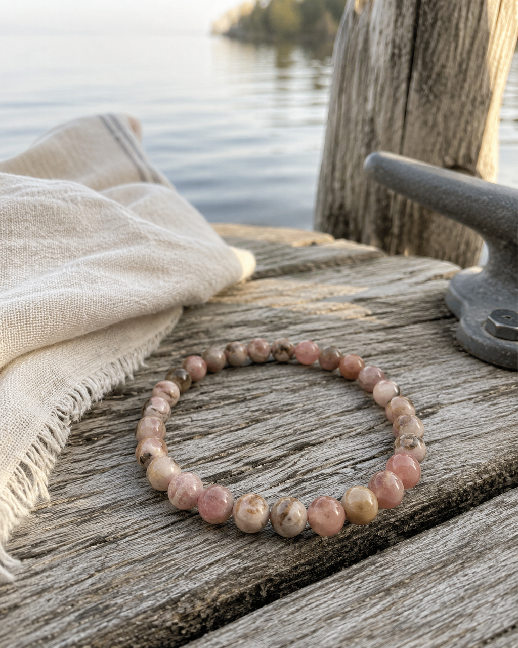 Rhodochrosite Round Bead Bracelet - Heart Awakening