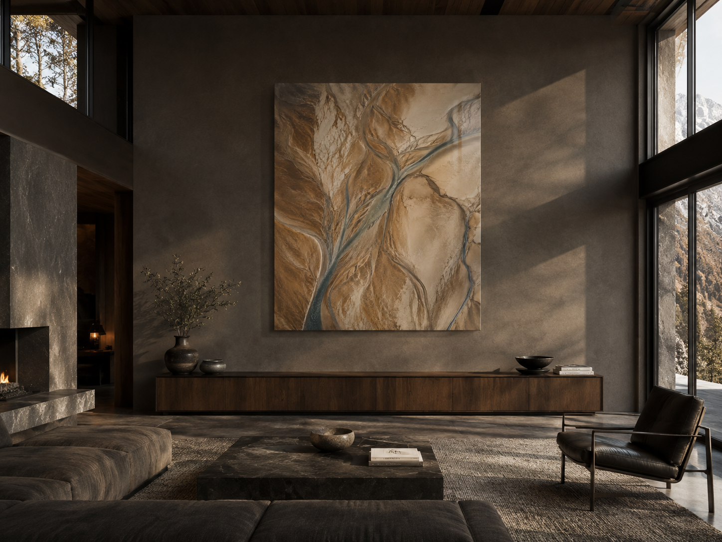 Acrylic Print - Aerial Desert River Landscape (French Cleat Hanging)