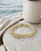 Rutilated Quartz Round Bead Bracelet - Spiritual Illumination
