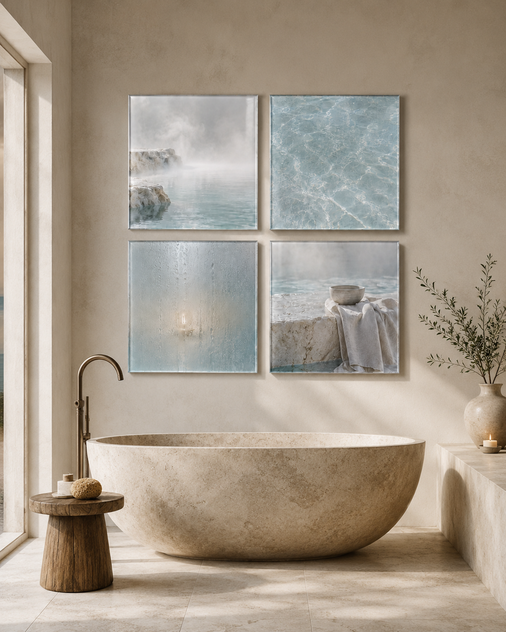 SOFT WATER | 4-Piece Acrylic Spa Wall Art Set