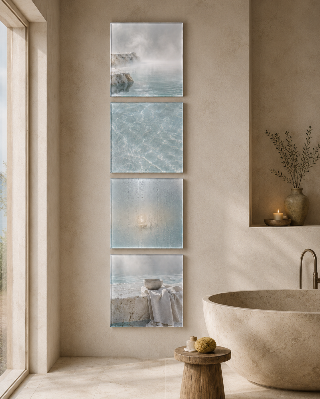 SOFT WATER | 4-Piece Acrylic Spa Wall Art Set