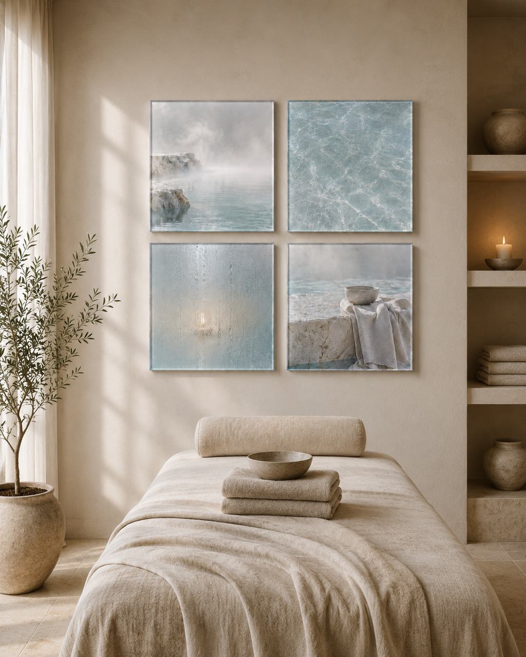 SOFT WATER | 4-Piece Acrylic Spa Wall Art Set
