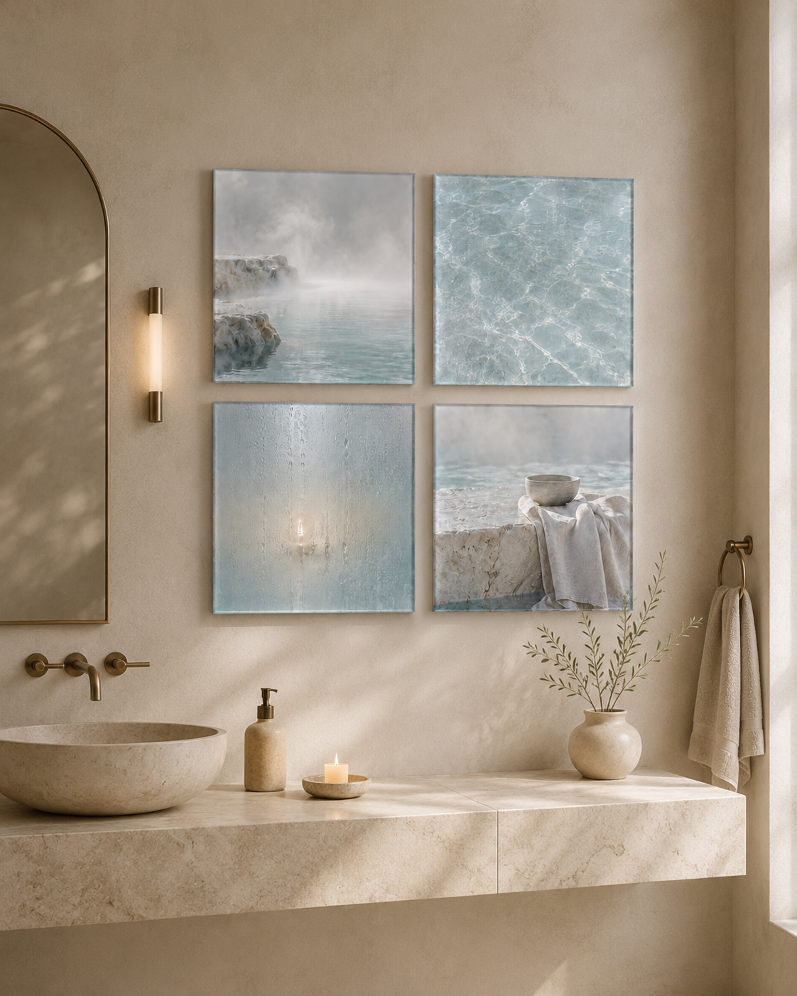SOFT WATER | 4-Piece Acrylic Spa Wall Art Set