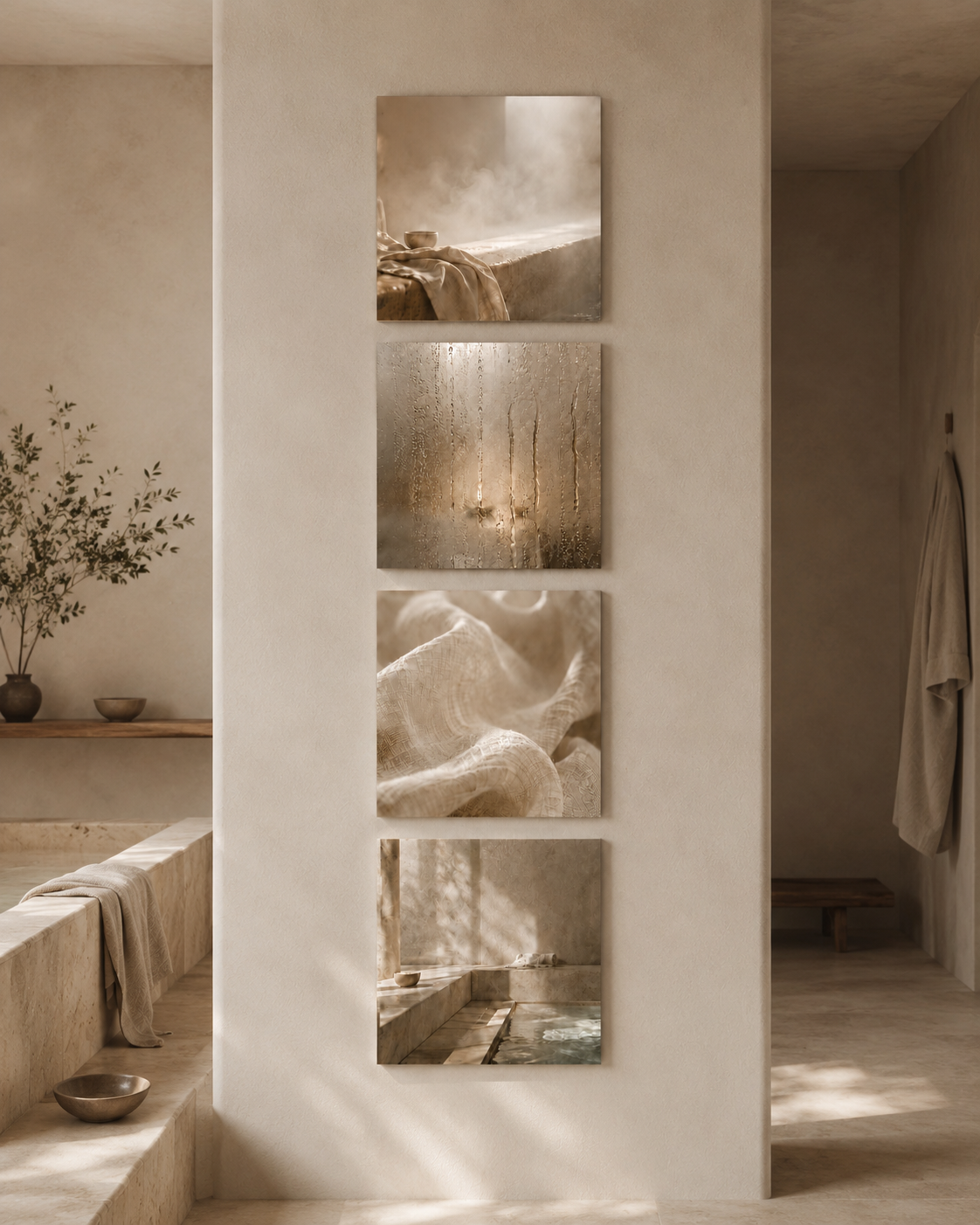 STEAM ROOM | 4-Piece Acrylic Spa Wall Art Set