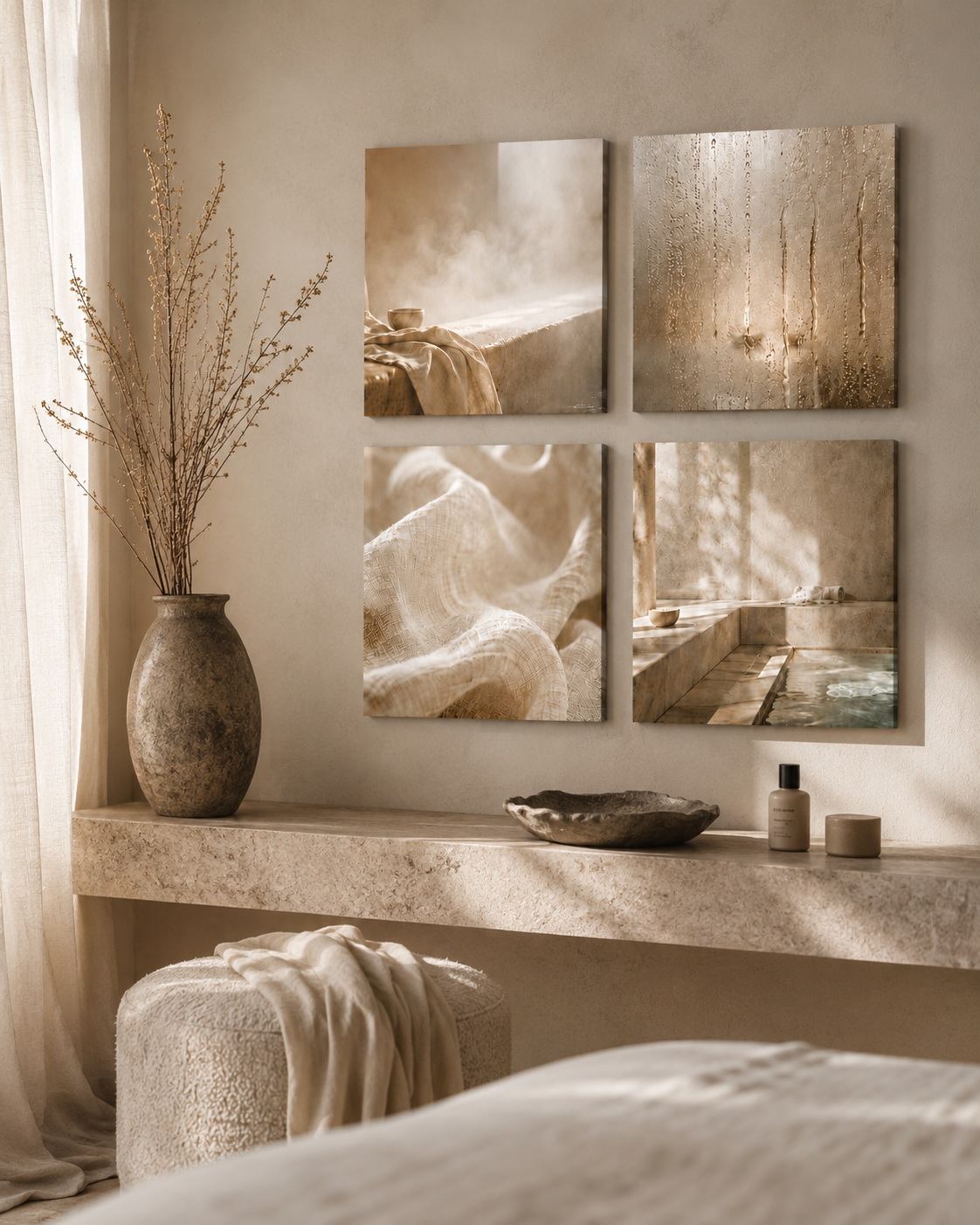 STEAM ROOM | 4-Piece Acrylic Spa Wall Art Set