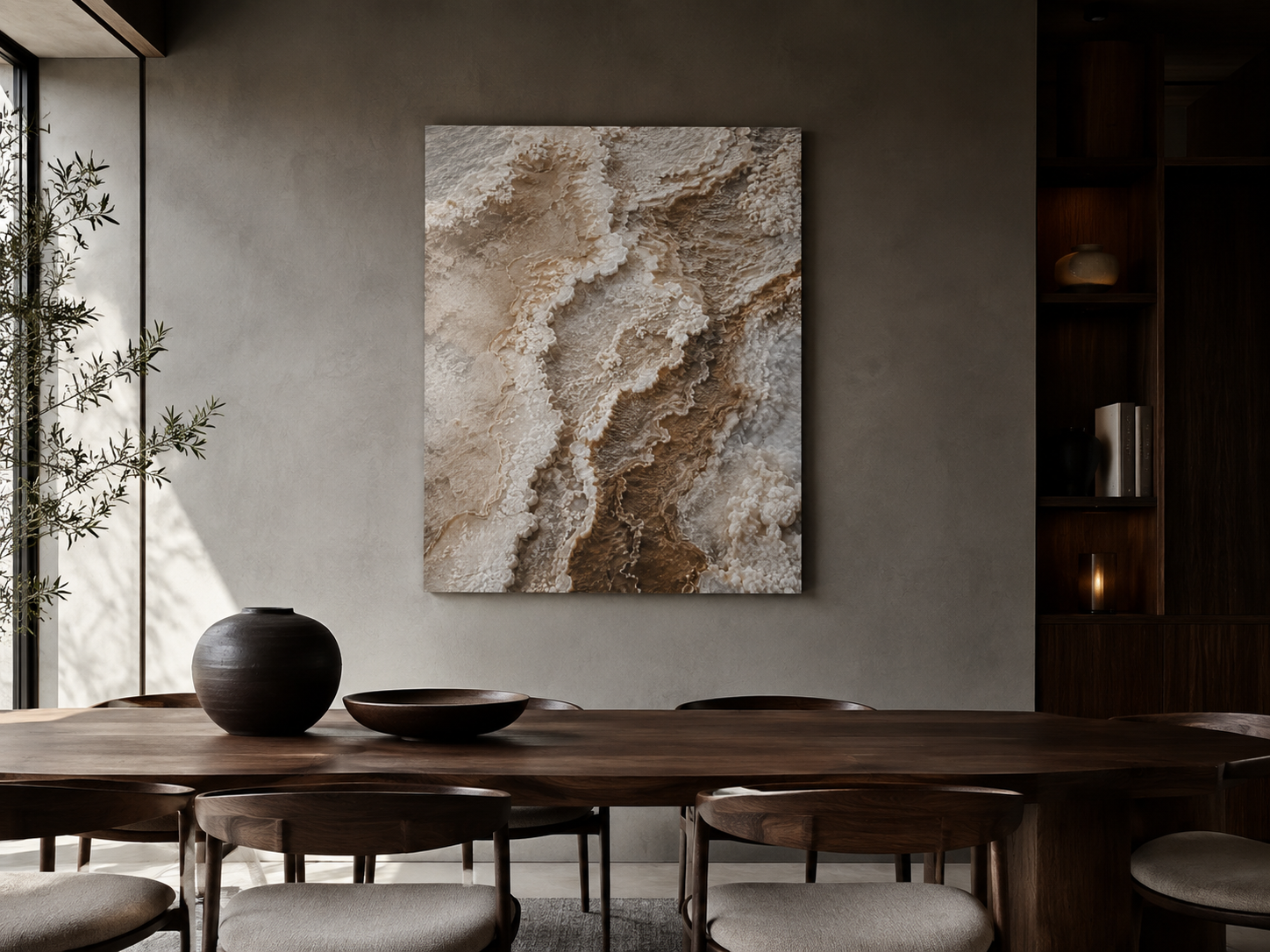 Abstract Earth Tone Acrylic Wall Art – Textured Mineral Print