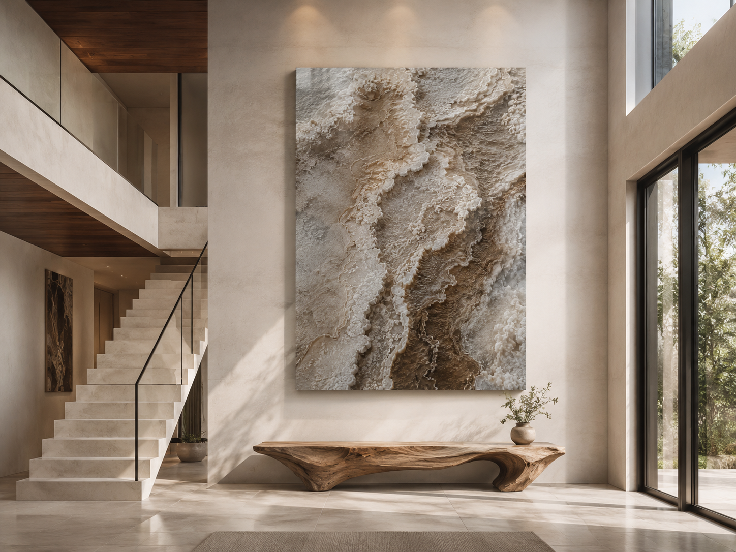 Abstract Earth Tone Acrylic Wall Art – Textured Mineral Print