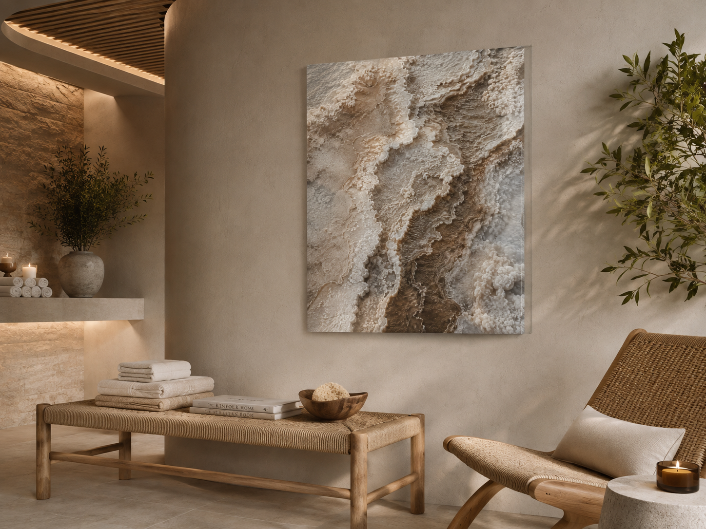 Abstract Earth Tone Acrylic Wall Art – Textured Mineral Print