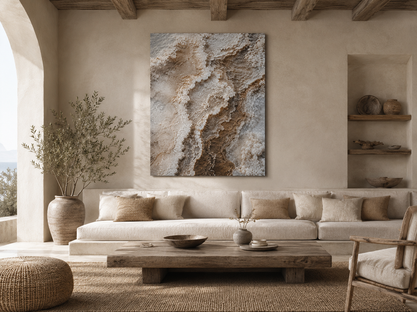 Abstract Earth Tone Acrylic Wall Art – Textured Mineral Print