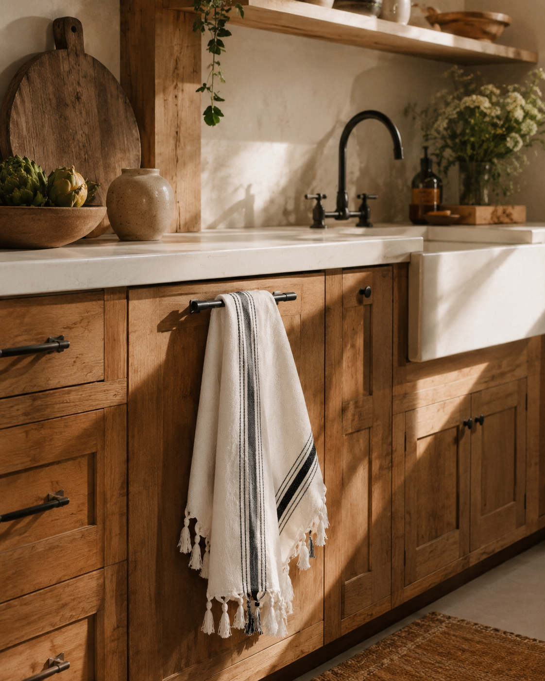 Savannah Turkish Cotton + Bamboo Hand Towel - Five Stripe