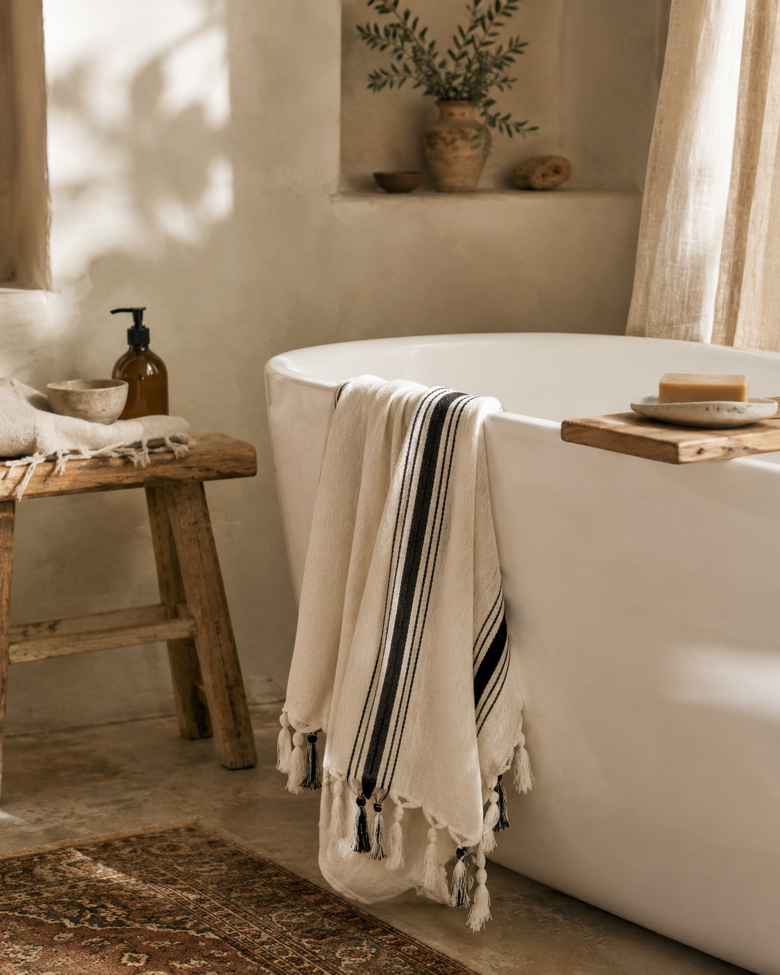 Savannah Turkish Cotton + Bamboo Hand Towel - Five Stripe