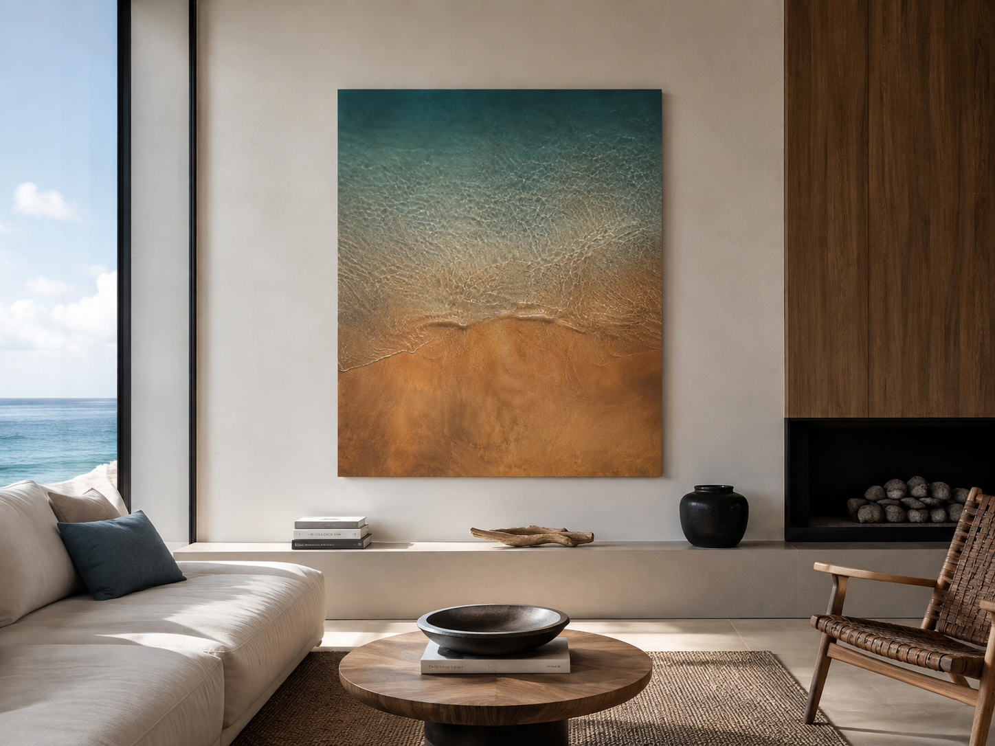 Acrylic Print — Serene Shoreline Beach Wall Art (French Cleat Hanging)