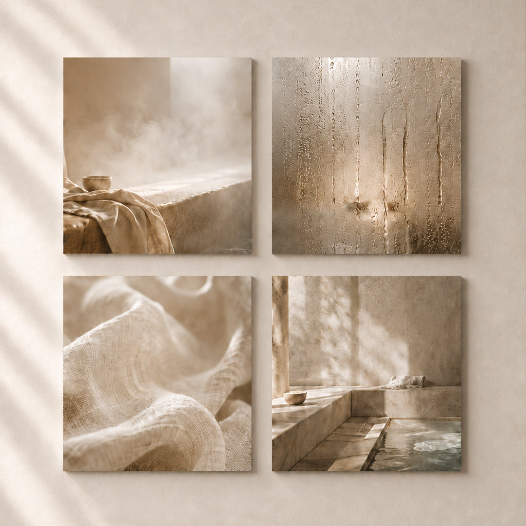 STEAM ROOM | 4-Piece Acrylic Spa Wall Art Set