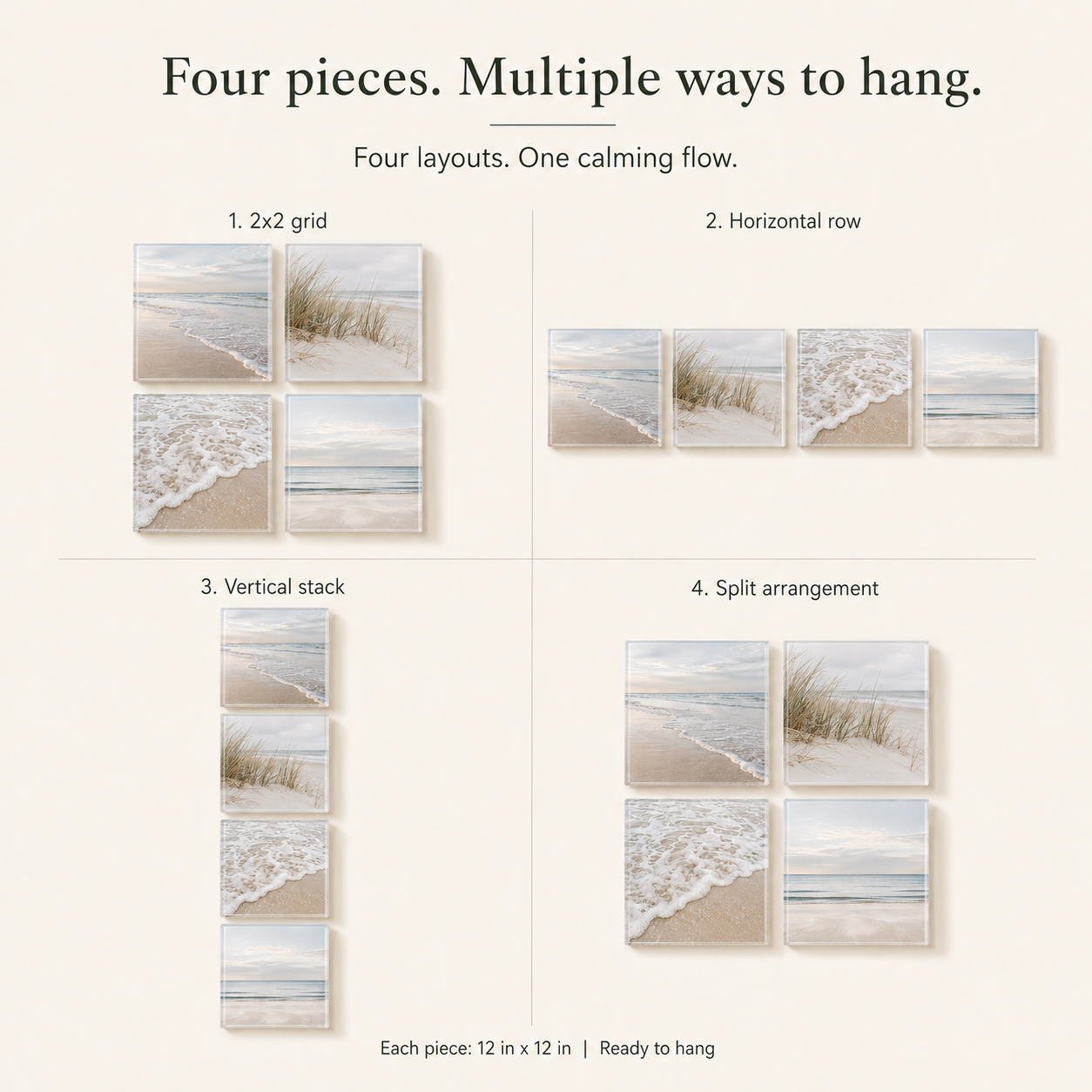 STILLWATER — 4-Piece Acrylic Coastal Wall Art Set