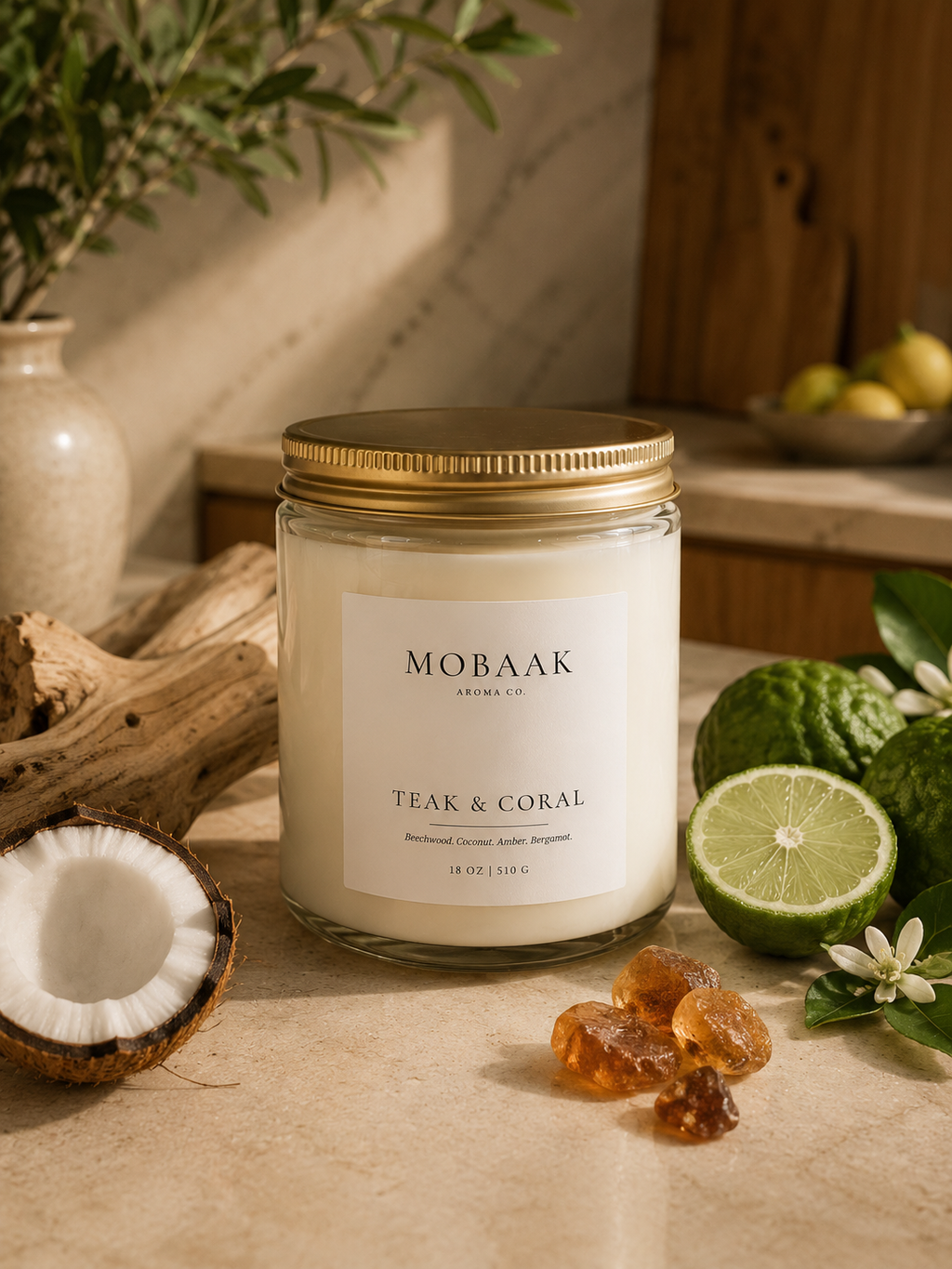 Teak & Coral Candle