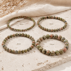 Unakite Round Bead Bracelet - Heart Guardian