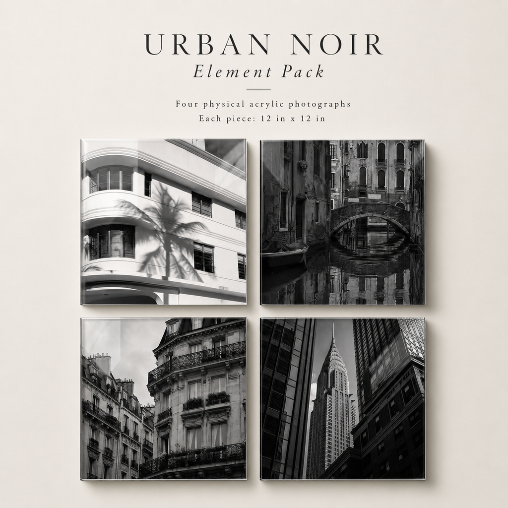 URBAN NOIR | 4-Piece Black & White City Acrylic Wall Art Set