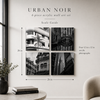 URBAN NOIR | 4-Piece Black & White City Acrylic Wall Art Set
