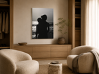 Couple Silhouette Acrylic Wall Art, Black and White Ocean Print
