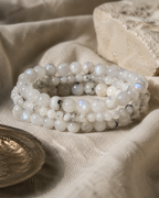 White Labradorite Round Bead Bracelet - Goddess Energy