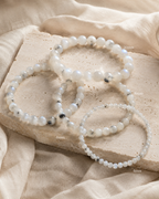 White Labradorite Round Bead Bracelet - Goddess Energy