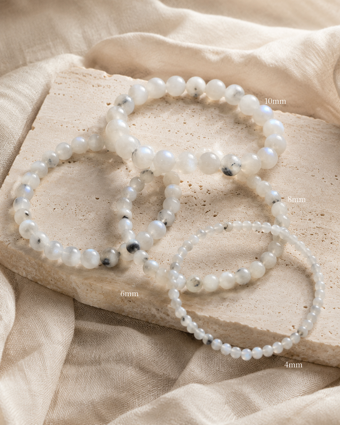 White Labradorite Round Bead Bracelet - Goddess Energy