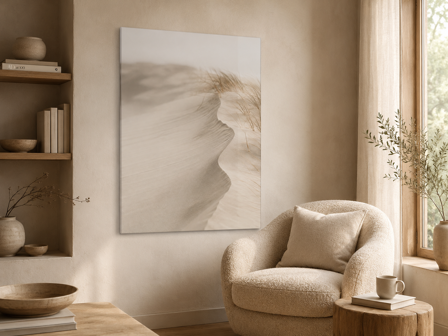Acrylic Print - Neutral Beach Sand Dune Wall Art (French Cleat Hanging)
