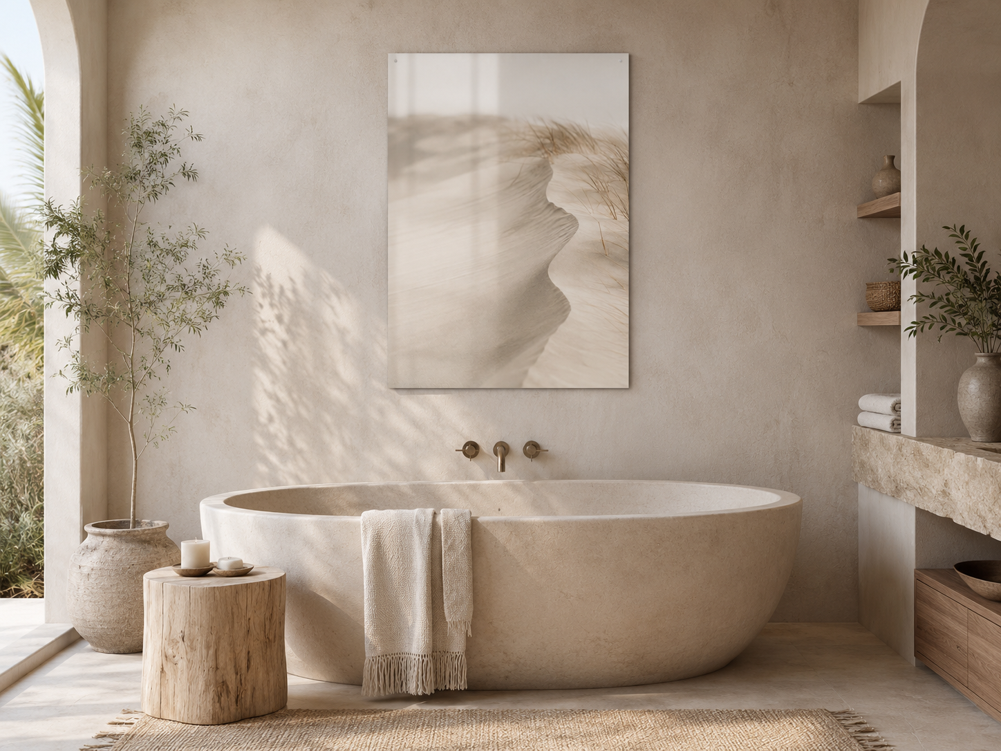 Acrylic Print - Neutral Beach Sand Dune Wall Art (French Cleat Hanging)