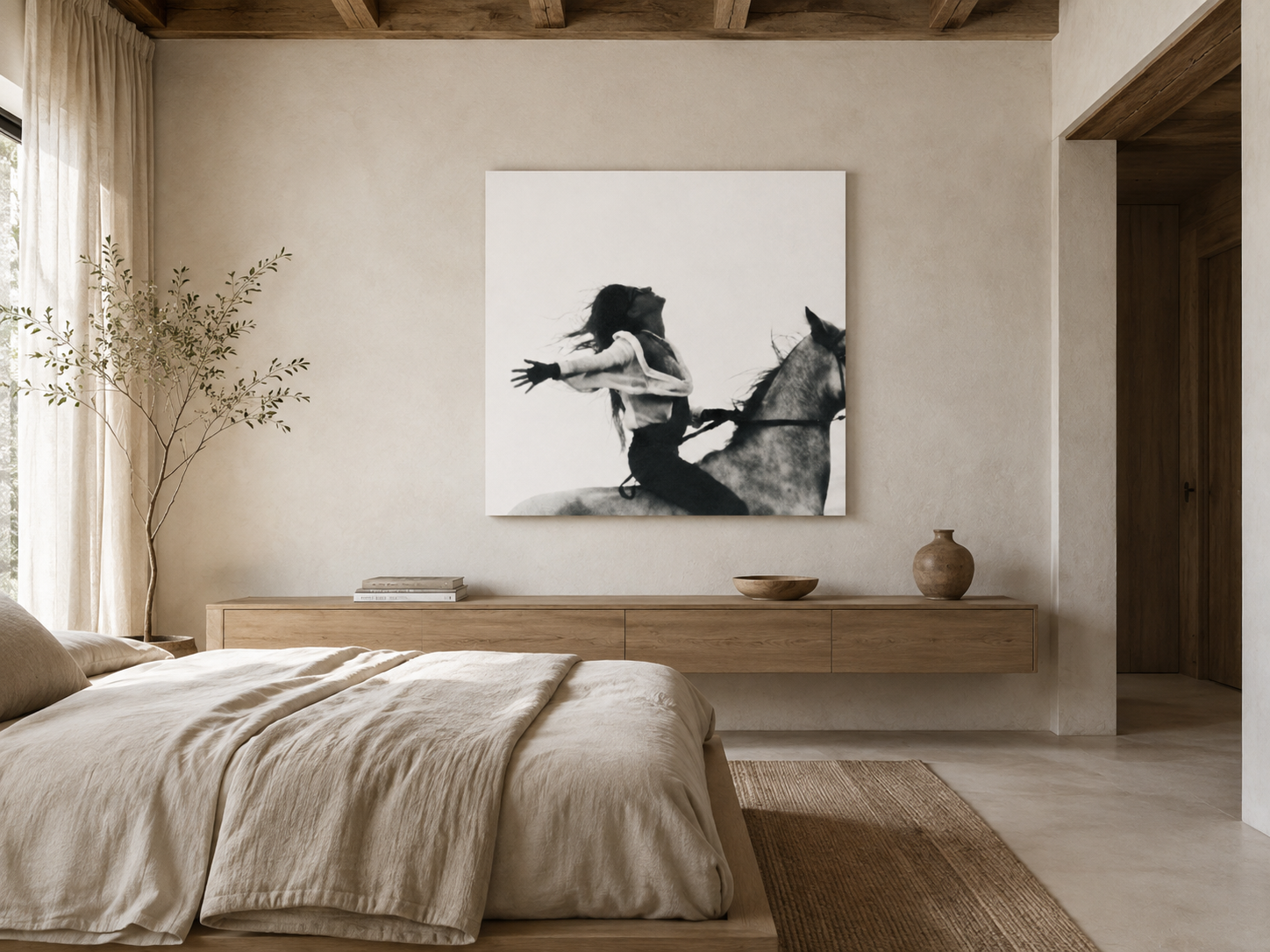Horse Rider Acrylic Wall Art, Black and White Equestrian Photography, Freedom Art Print