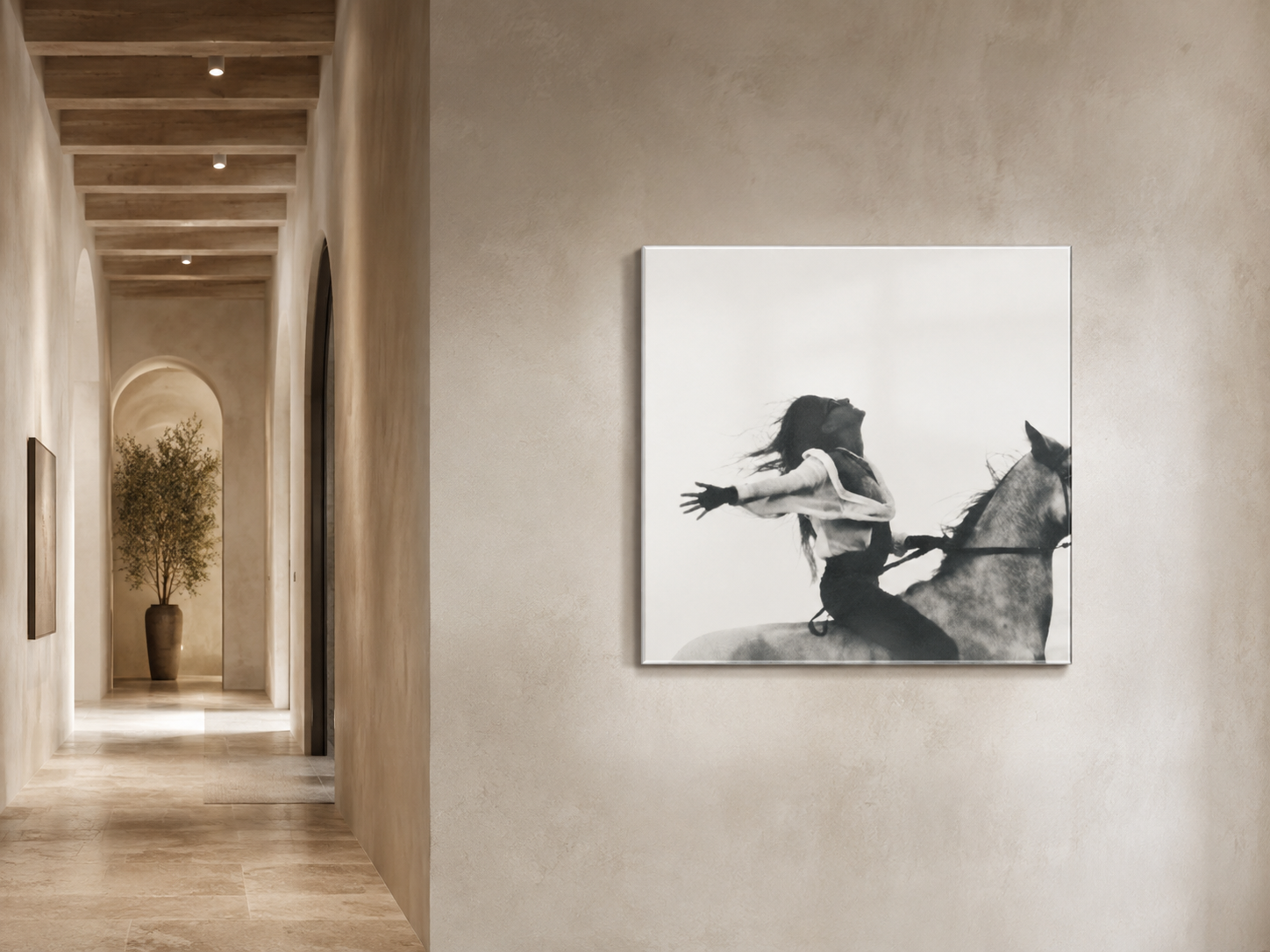 Horse Rider Acrylic Wall Art, Black and White Equestrian Photography, Freedom Art Print