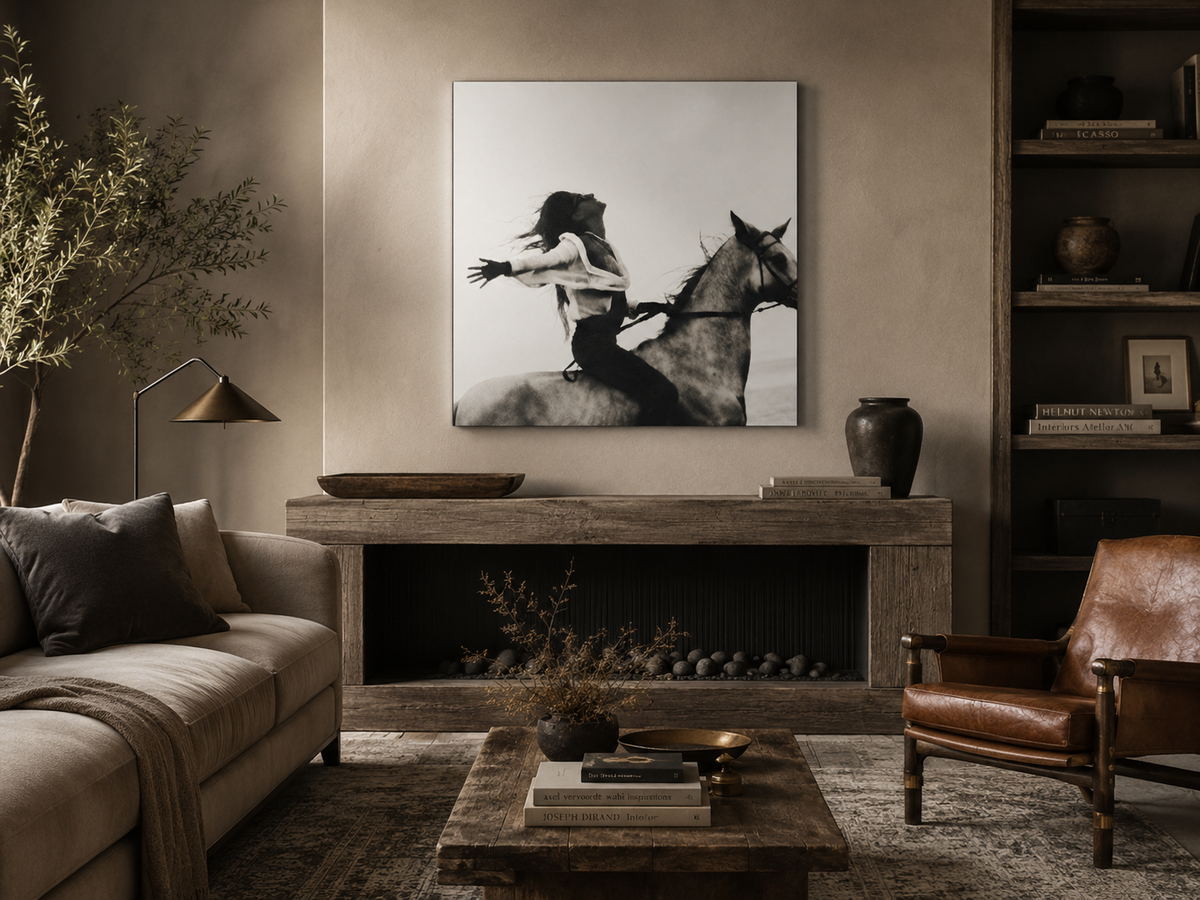 Horse Rider Acrylic Wall Art, Black and White Equestrian Photography, Freedom Art Print