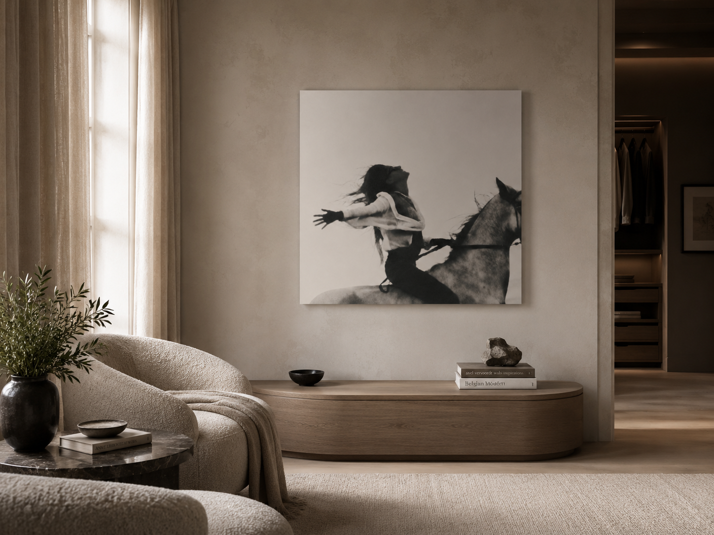 Horse Rider Acrylic Wall Art, Black and White Equestrian Photography, Freedom Art Print