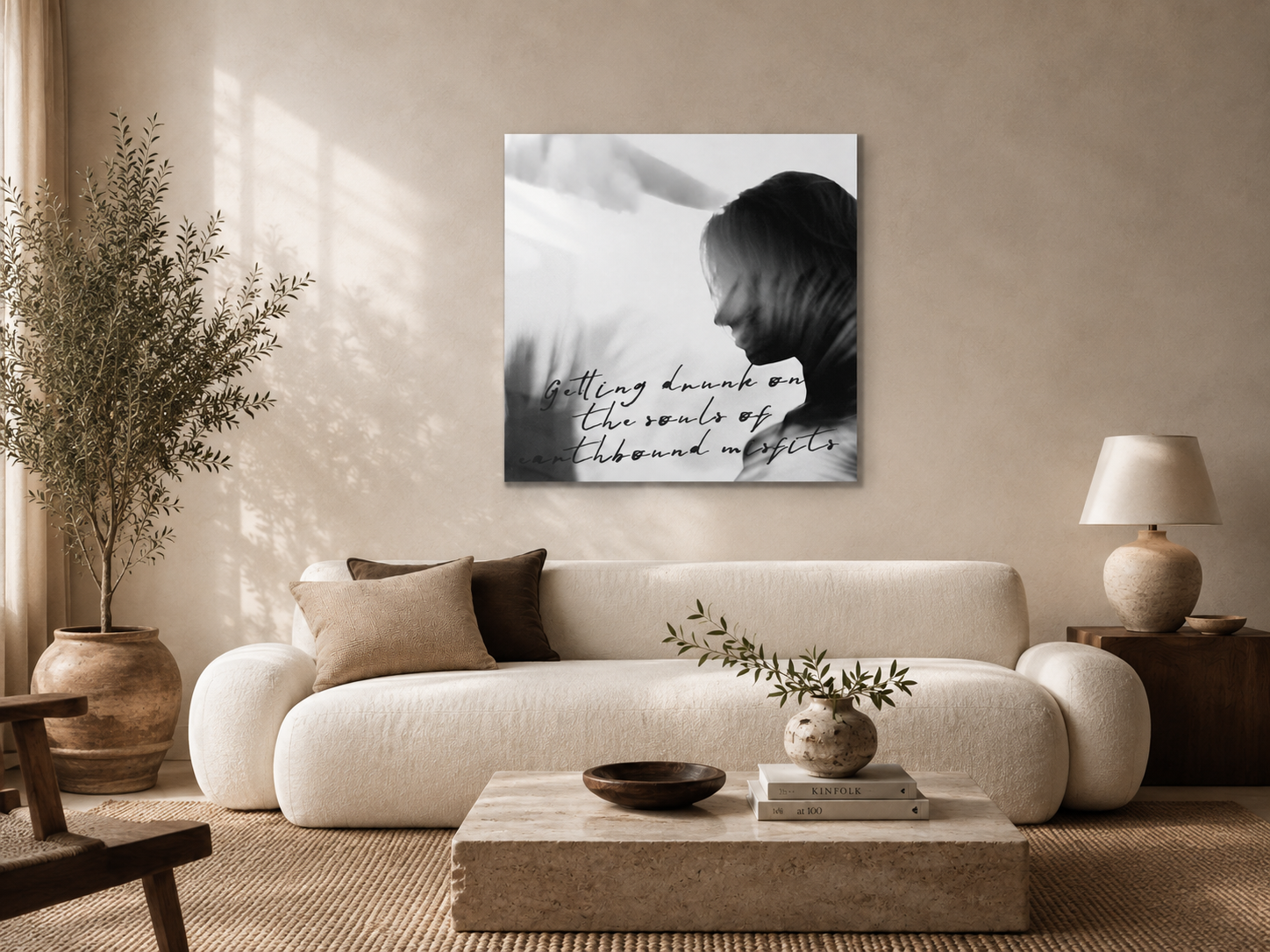Moody Acrylic Wall Art, Black and White Quote Print, Drunk on Souls Photograph